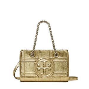 Tory Burch Fleming Gold Soft Metallic Quilted mini tote bag